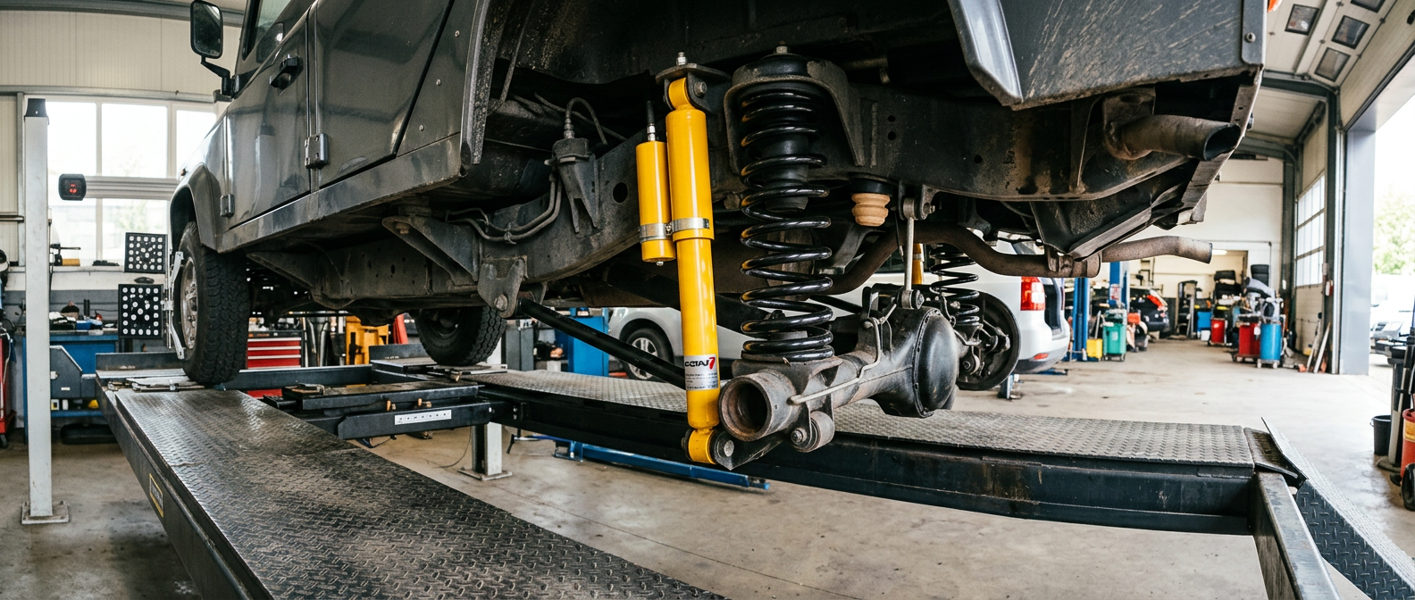 Upgraded dampers and coils installed on L663 Defender suspension from www.defender-accessories.com