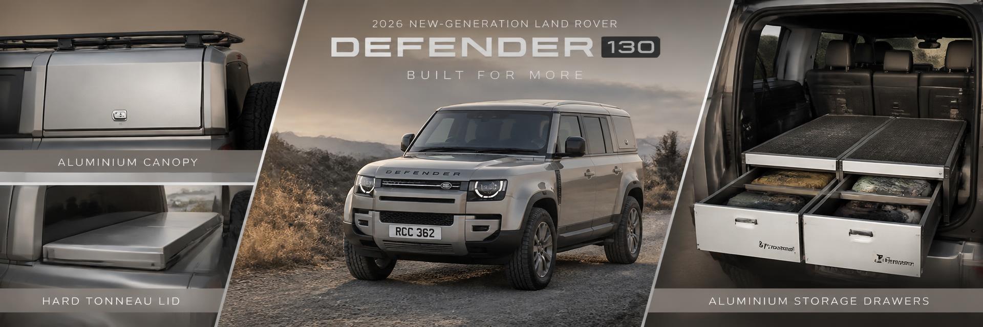 Land Rover Defender loadspace fitted with aluminium storage drawers – canopy and storage guide on www.defender-accessories.com
