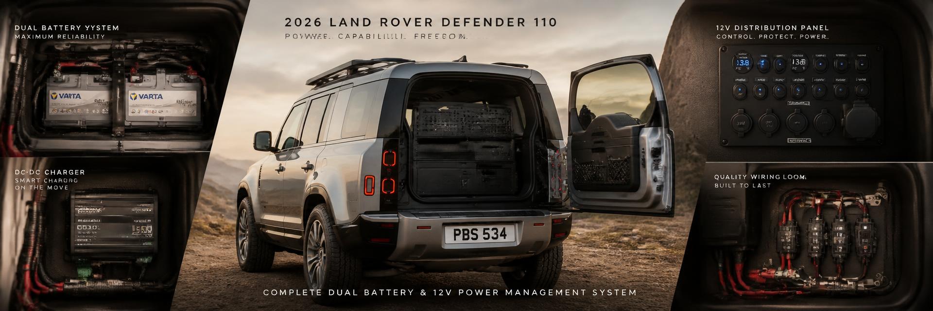 Dual battery and DC-DC charger installation in a Land Rover Defender loadspace – auxiliary power guide on www.defender-accessories.com
