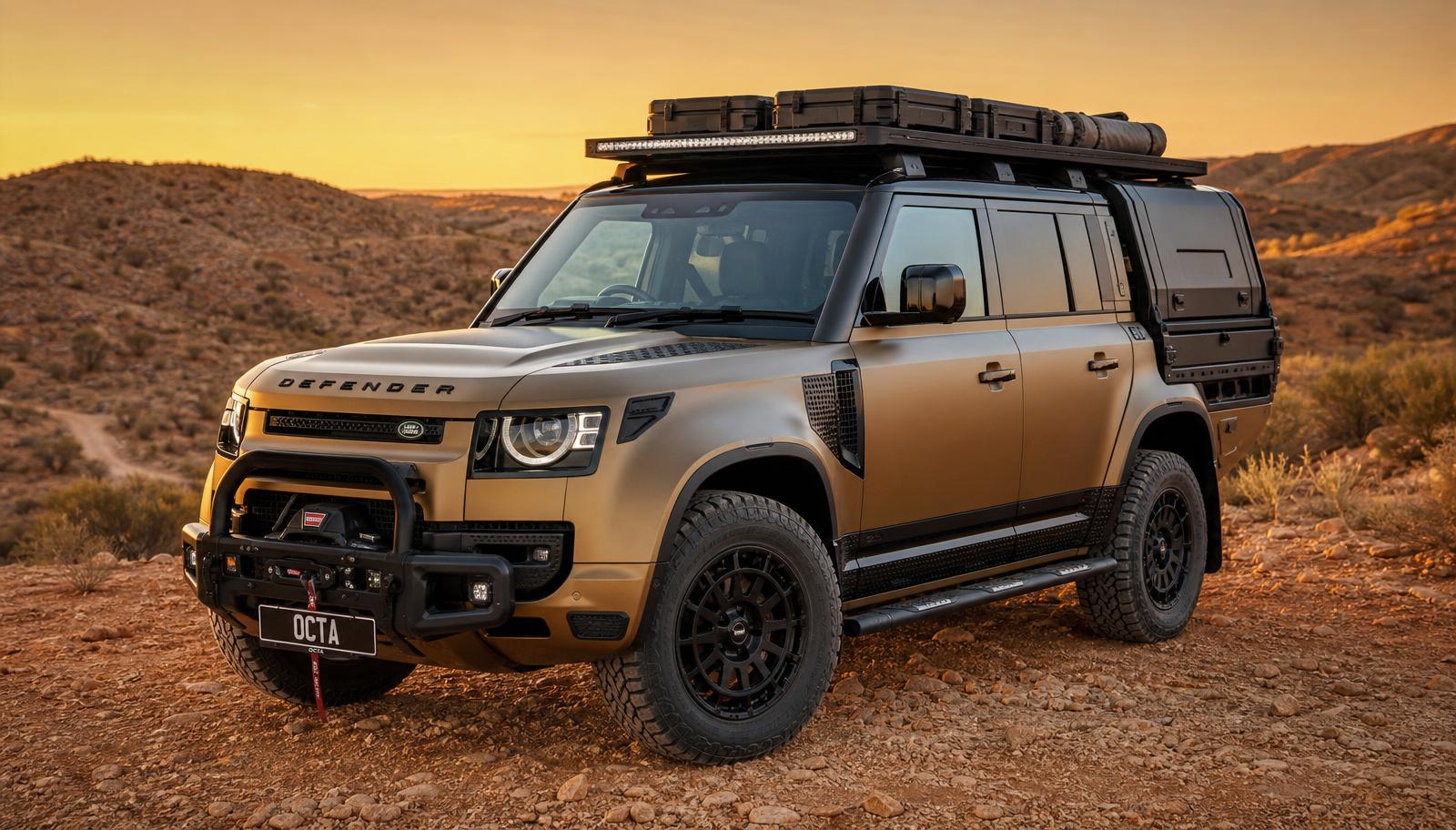 Bronze matte Land Rover Defender OCTA Sports with accessories fitted