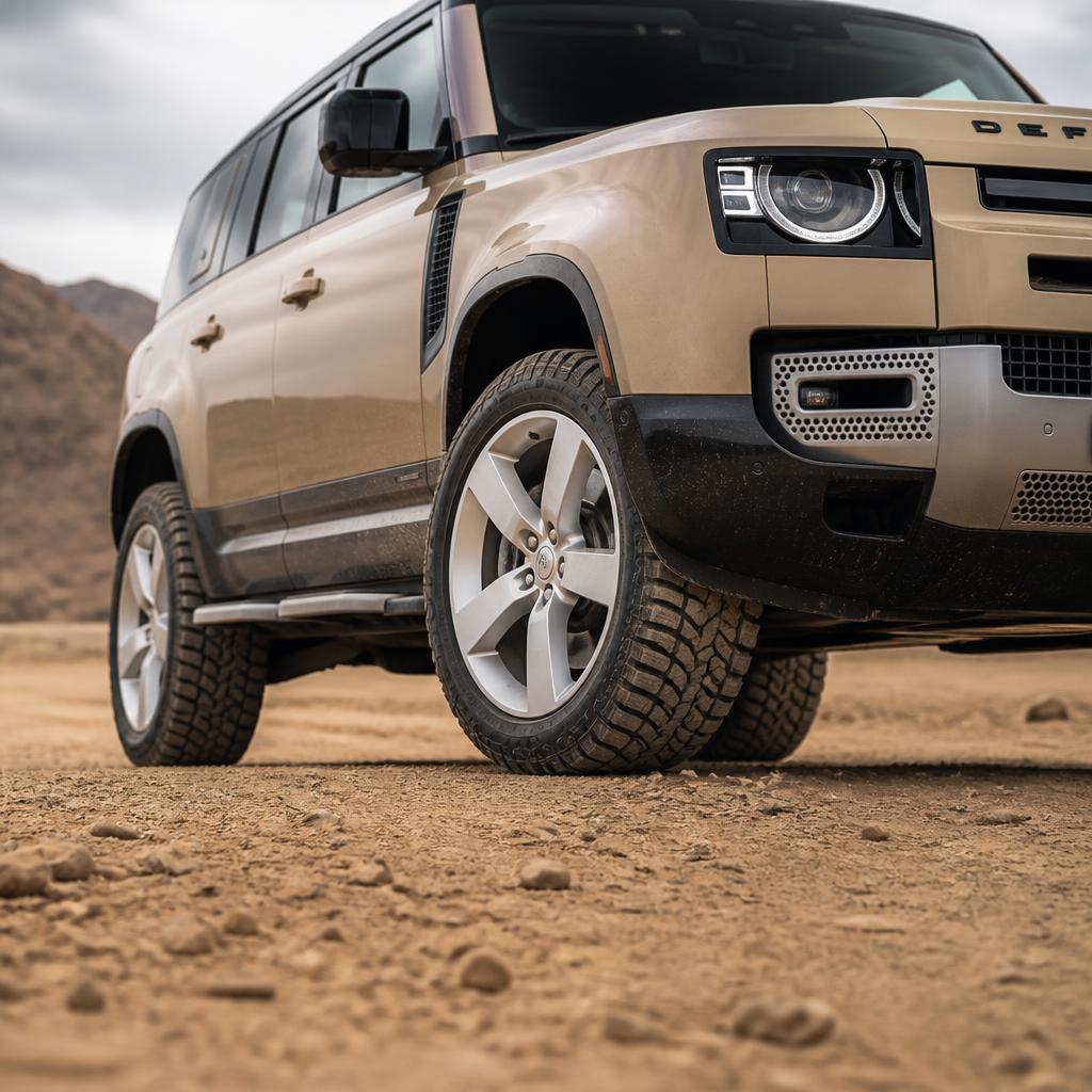 Alloy Wheels & All-Terrain Tyre Packages – Land Rover Silver 18" Alloys popular Land Rover Defender accessory from www.defender-accessories.com