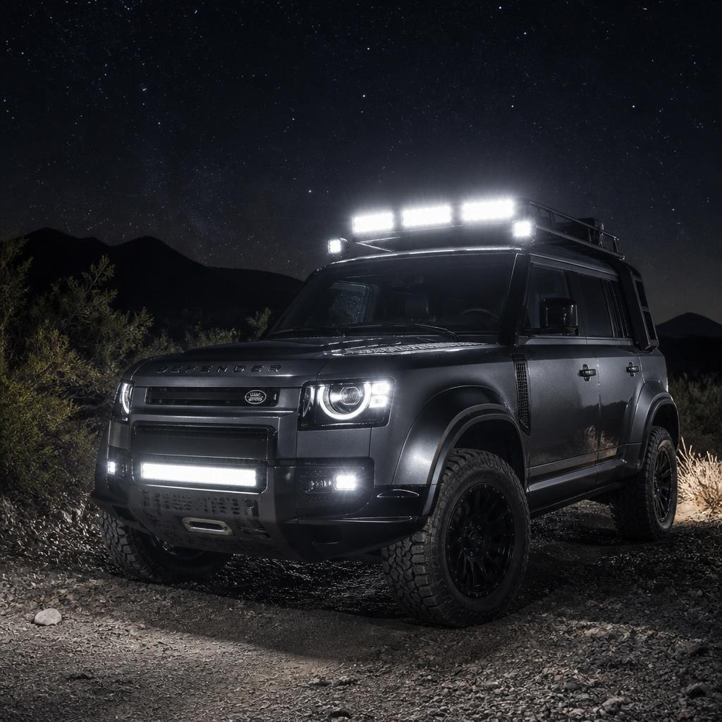 Defender LED Lights and Light Bars – Hyper-Lume 42" Curved LED Bar popular Land Rover Defender accessory from www.defender-accessories.com