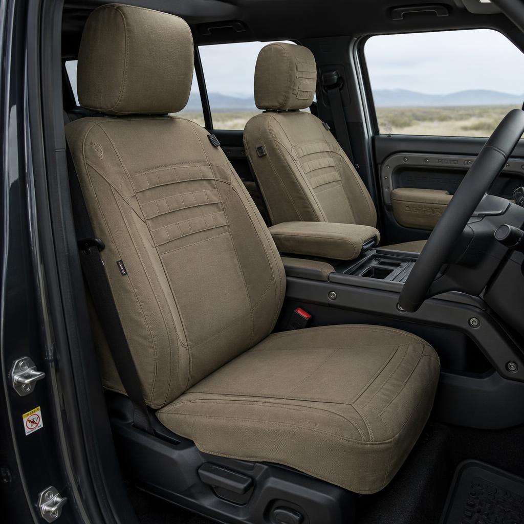Seat Covers & Interior Durability – Tactical Canvas Seat Covers popular Land Rover Defender accessory from www.defender-accessories.com